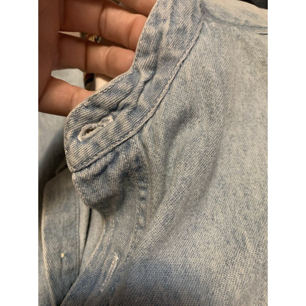 Vtg Upcycled Denim Shirt M 5 Interchangeable Collars Holiday Christmas Halloween - Picture 13 of 14
